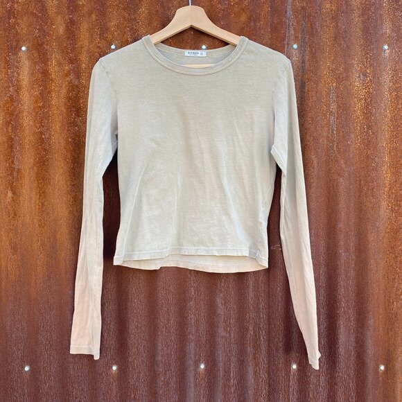 Buck Mason Burnt Olive Venice Wash Pima L/S Boxy Crew - XS women - Picture 3 of 10